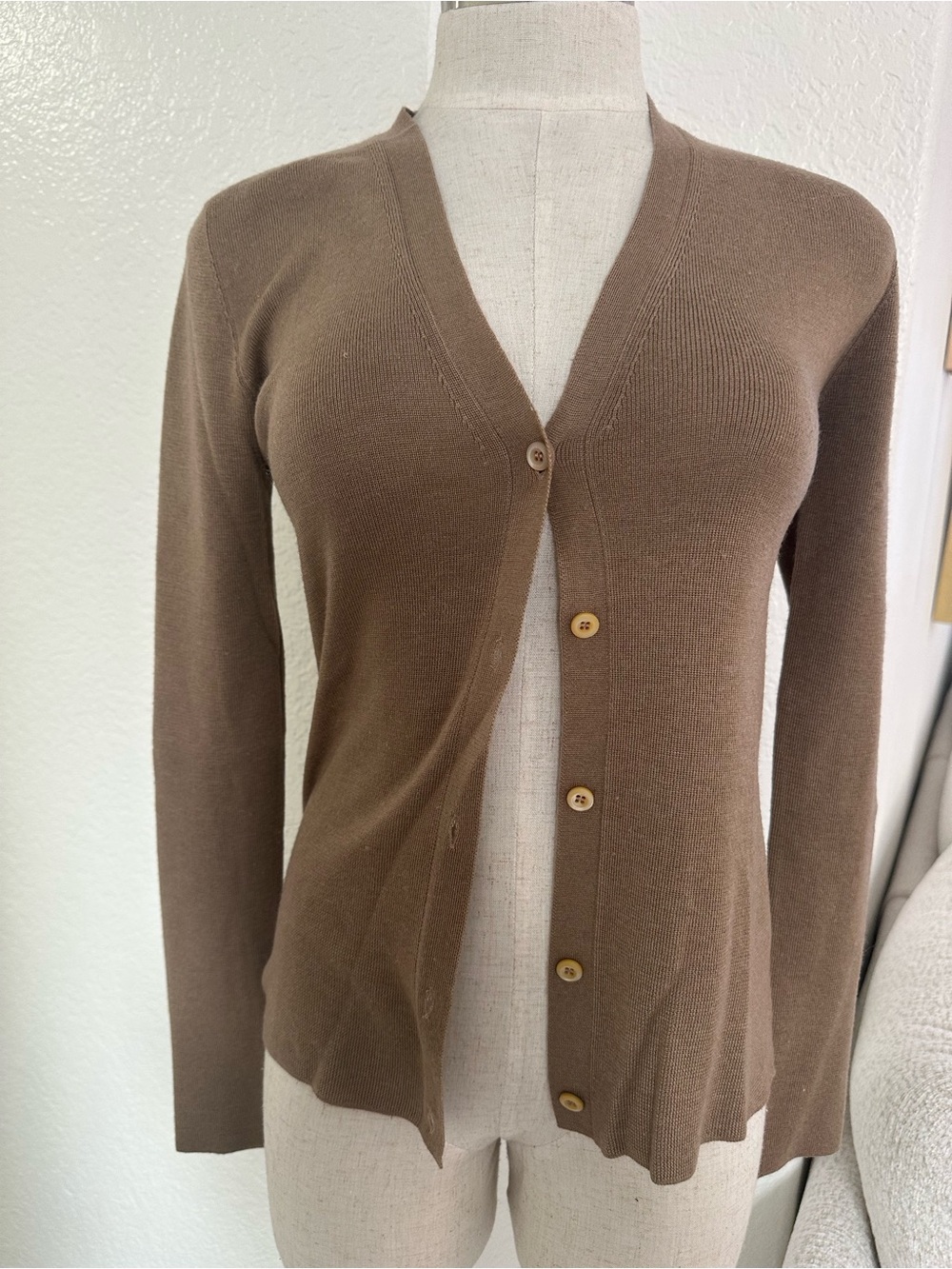 Prada Brown V-Neck Button Front Cardigan